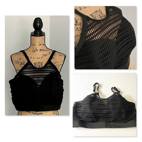 Cacique Other - Cacique Swim Underwired Fishnet Swim Top Sz 44DD